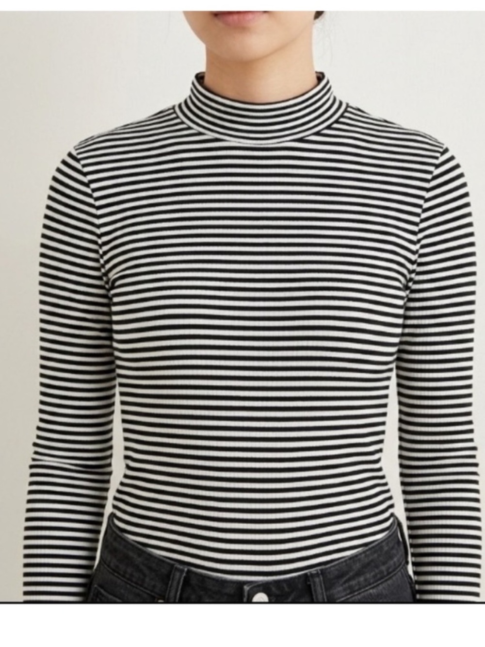 Jackson Rowe Striped Longsleeve Bodysuit Size Small Black White Mock Neck
